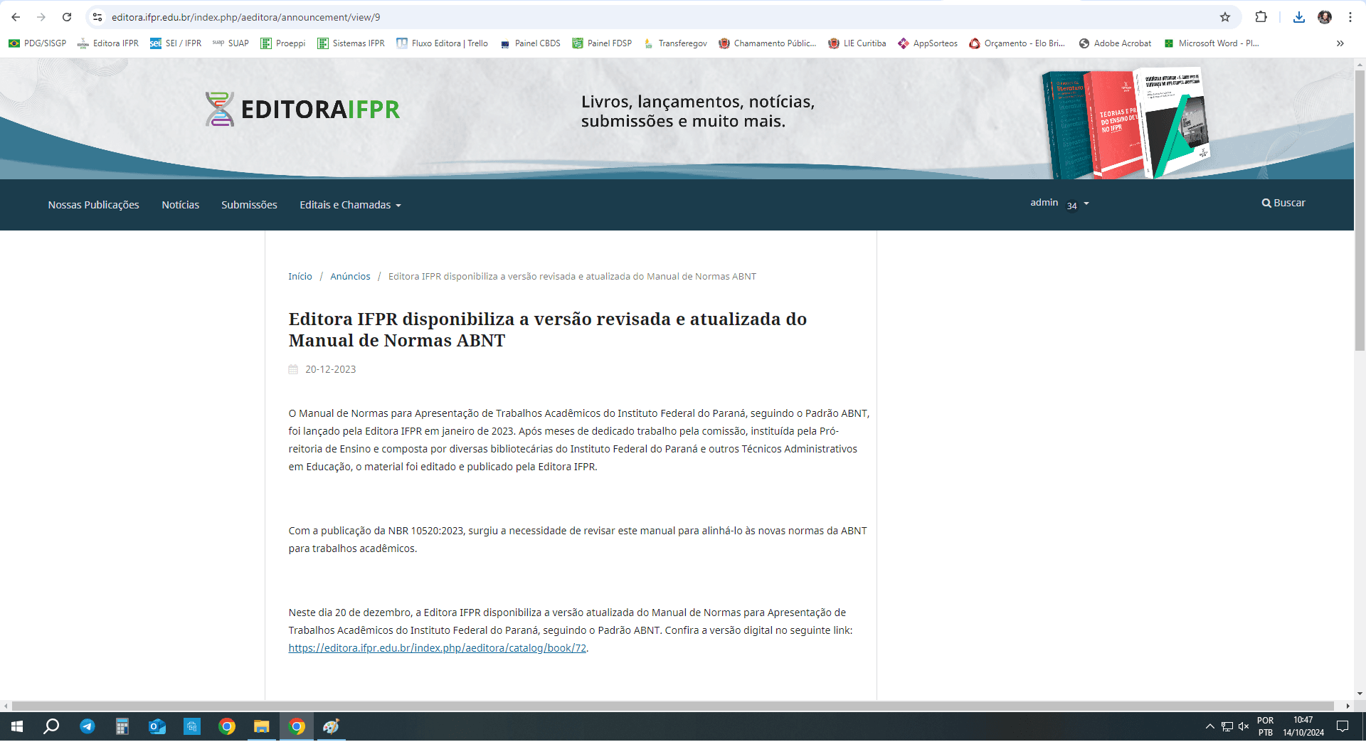 Noticia de PublicaÃ§Ã£o ABNT Site Editora.png